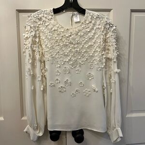 Oscar De La Renta Lace Flower Blouse